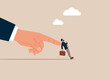 © Vadym - Nudge. Businessman finger nudge employee. Effective way for personal improvement. Flat vector illustration