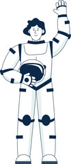 Wall Mural - a man in a spacesuit is waving