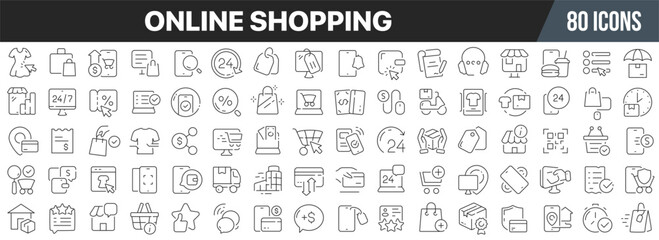 Aufkleber - Online shopping line icons collection. Big UI icon set in a flat design. Thin outline icons pack. Vector illustration EPS10