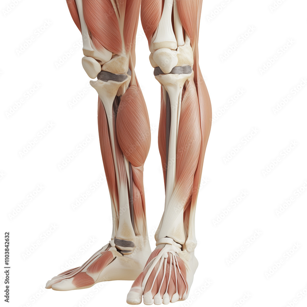 Detailed Anatomical Representation Of A Human Leg With Muscle And Bone detailed-anatomical-representation-of-a-human-leg-with-muscle-and-bone