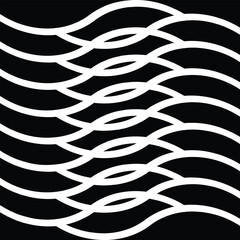 Wall Mural - intriguing abstract design featuring white curved lines forming an interlocking wave pattern on a bl