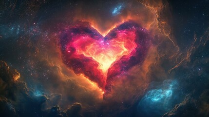Wall Mural - A heart made of clouds in space