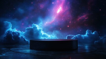 Wall Mural - A large, empty space with a dark blue sky and a large, bright star