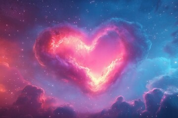 Wall Mural - A heart is shown in the sky with stars surrounding it