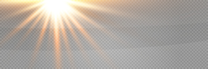 Wall Mural - light vector with sun glare. sun, sunrays, and glare. gold flare. vector transparent sunlight with s