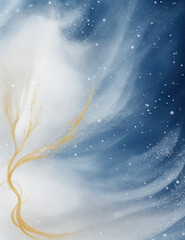Wall Mural - landscape with snow - abstract blue winter background with snow - Generative AI