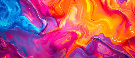 Wall Mural - Bright Summer Abstract Pattern: Vivid Colors and Fluid Shapes for Energetic Backgrounds and Designs