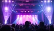 © Yuttana - A powerful image of   a captivated audience in the foreground. The background should feature bright stage lights, creating a dynamic atmosphere in high resolution