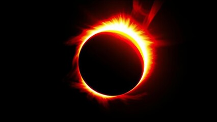 Wall Mural - an impressive view of outer space, with the main focus on a large black circle surrounded by fiery o