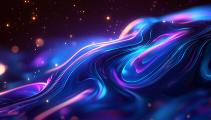 Wall Mural - glowing futuristic space wave illustration in dark night generated by ai