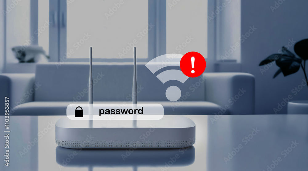 Router wifi on a living room, offline internet connection. Failure ...