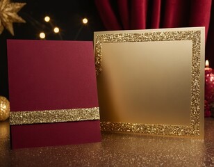 Elegant red and gold greeting cards with a festive touch, perfect for any celebration.