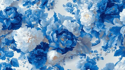 delicate blue floral elegance, a charming design featuring intricate blue flowers against a pristine