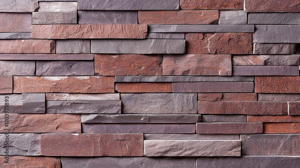 Picture of Faux Stone Wall Design, an elegant and textured wallpaper featuring a ...