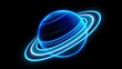 © IMG visuals AI - Ring planet with neon light contours 3d rendering image. Abstract celestial body in darkness background wallpaper colorful realistic. Educative materials for astronomy concept idea