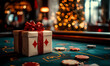 © VictoriaEmerson - A beautifully wrapped gift box rests on a casino table, enhancing the festive atmosphere