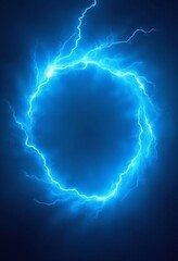 Poster - Blue abstract plasma lightning ring with glowing particles swirling in dark sky fantasy concept art