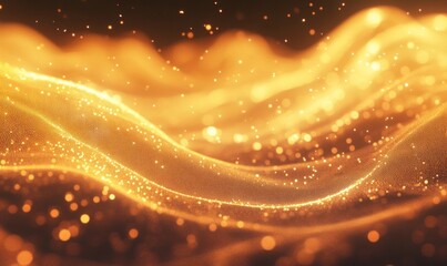 Wall Mural - golden abstract light waves sparkle background