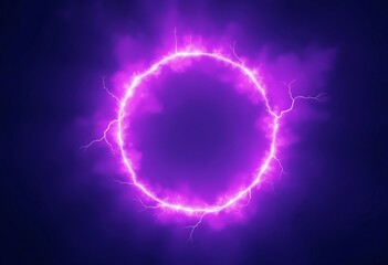 Poster - Purple abstract plasma lightning ring with glowing particles swirling in dark sky fantasy concept art