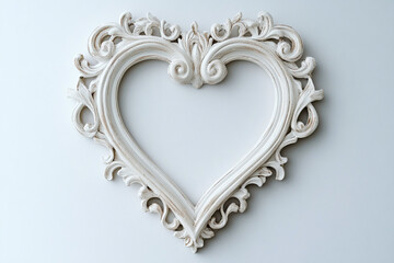 Wall Mural - Delicate heart frame showing depth and dimension on white surface.