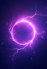 Poster - Purple abstract plasma lightning ring with glowing particles swirling in dark sky fantasy concept art