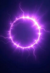 Poster - Purple abstract plasma lightning ring with glowing particles swirling in dark sky fantasy concept art