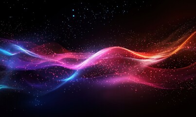 Wall Mural - Colorful Abstract Light Waves on Dark Background