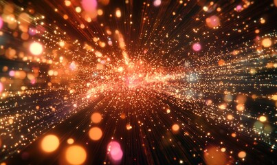 Wall Mural - Abstract Particle Explosion in Vibrant Orange and Gold