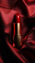 Wall Mural - Red lipstick inside red silk material, commercial photography, high end retouch