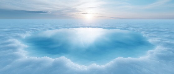 beautiful landscape of a vast expanse of blue water. the sky is a deep blue with a few wispy clouds 