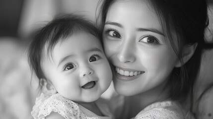 baby laughing and enjoying a playful moment with her mother