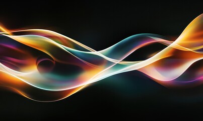 Wall Mural - Abstract Flowing Colorful Waves on Black Background