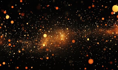 Wall Mural - Glowing Abstract Golden Particles on Black Background