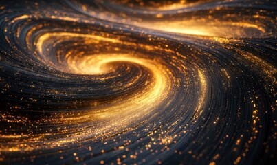 Wall Mural - Abstract Golden Swirls with Glowing Particles