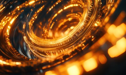 Wall Mural - Abstract Golden Spiral with Glowing Light Patterns