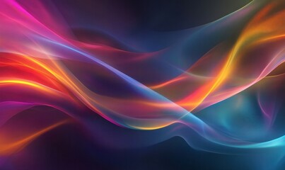 Wall Mural - Colorful Abstract Light Waves on Dark Background