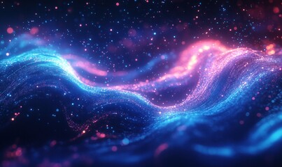 Wall Mural - Abstract Cosmic Wave of Glowing Particles