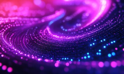 Wall Mural - Neon Light Swirls in Abstract Digital Space