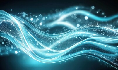 Wall Mural - Abstract Light Waves in a Blue Background