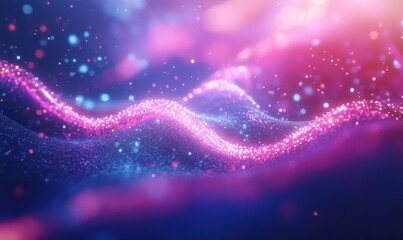 Wall Mural - Colorful Abstract Neon Wave with Sparkles