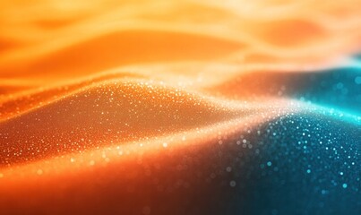 Wall Mural - Abstract Glowing Wavy Surface with Sparkling Particles