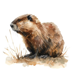 Canvas Print - A watercolor painting of Beaver, isolated on a white background. Beaver vector.