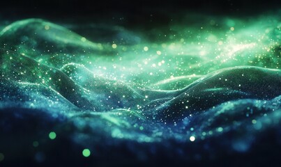 Wall Mural - Ethereal Cosmic Waves with Starry Particles