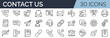© SkyLine - Set of 30 outline icons related to contact us. First set. Linear icon collection. Editable stroke. Vector illustration