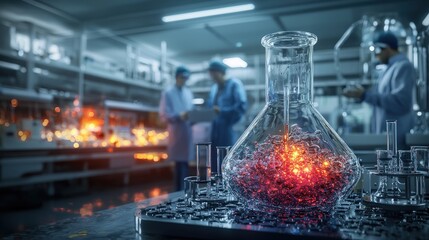 Poster - Scientists conducting experiments in a high-tech lab science facility research environment innovative concepts