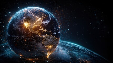 Poster - Global digital development project earth graphic art sci-fi environment satellite view innovation and connectivity