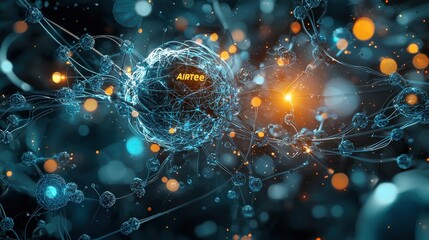 Fototapete - Dynamic visualization of airborne particle interaction in a virtual scientific environment an insightful close-up