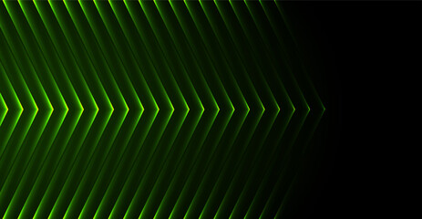 Green neon glowing arrows technology abstract background. Futuristic laser graphic vector design