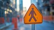 © Phatharaporn - A warning sign indicating a pedestrian area in a construction zone, featuring a person icon against an orange background.