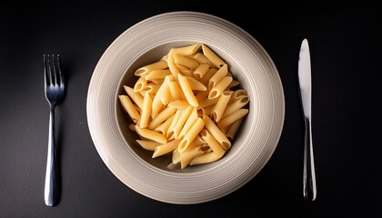 Canvas Print - Plate of spaghetti on a black background top view